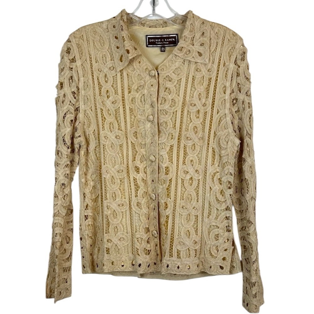 Double D Ranch Lace Shirt Jacket XS Western Boho 💜